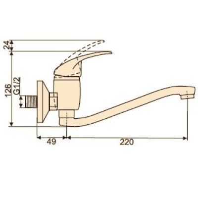 bateria JOWISZ zlewozmywakowa jednouchwytowa ścienna chrom B.38.4 HYDROLAND