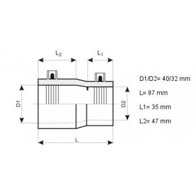 Redukcja elektrooporowa 40/32 mm SDR 11 WODA/GAZ