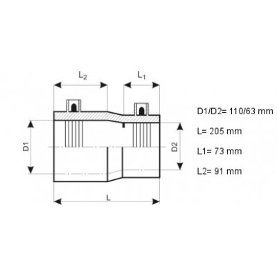 Redukcja elektrooporowa 110/63 mm SDR 11 WODA/GAZ