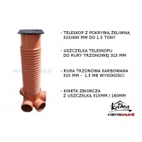 studnia teleskopowa kompletna 315/160 mm zbiorcza  - 1,5 metra wysokości