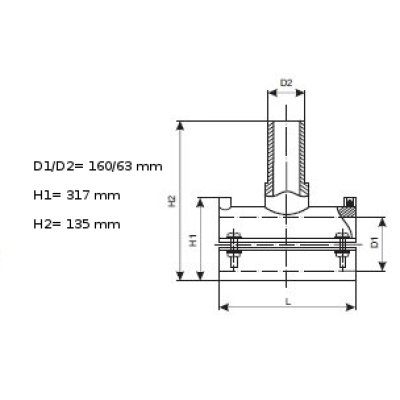 Trójnik siodłowy z nawiertką 160/63 mm SDR 11 WODA/GAZ