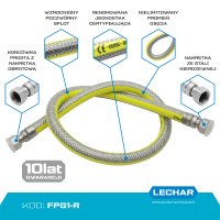 Przewód gazowy Flexo-Gas L-750 ruchome nakrętki 1/2 GW/GW LECHAR