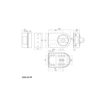 Zamek drzwiowy nawierzchniowy GERDA ZN-100 uniwersalny (0776)